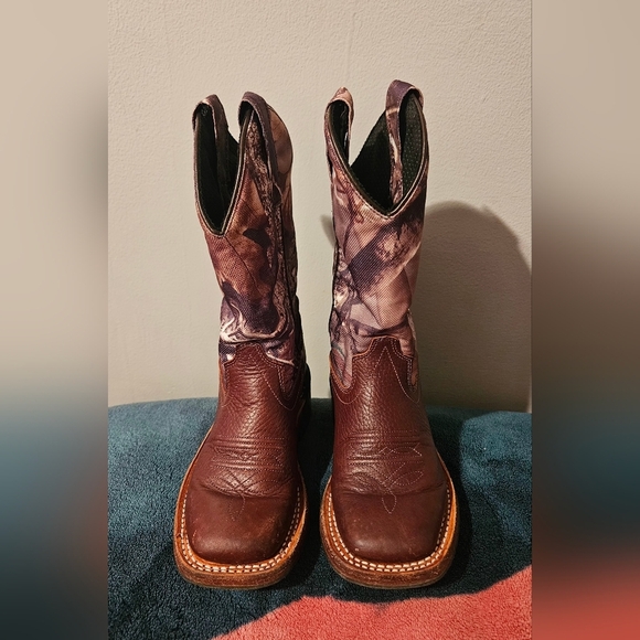 Old West Other - 💙Old West Brown Leather Camo Square Toe Cowboy Boots  Sz. 9 Style BSC1816💛